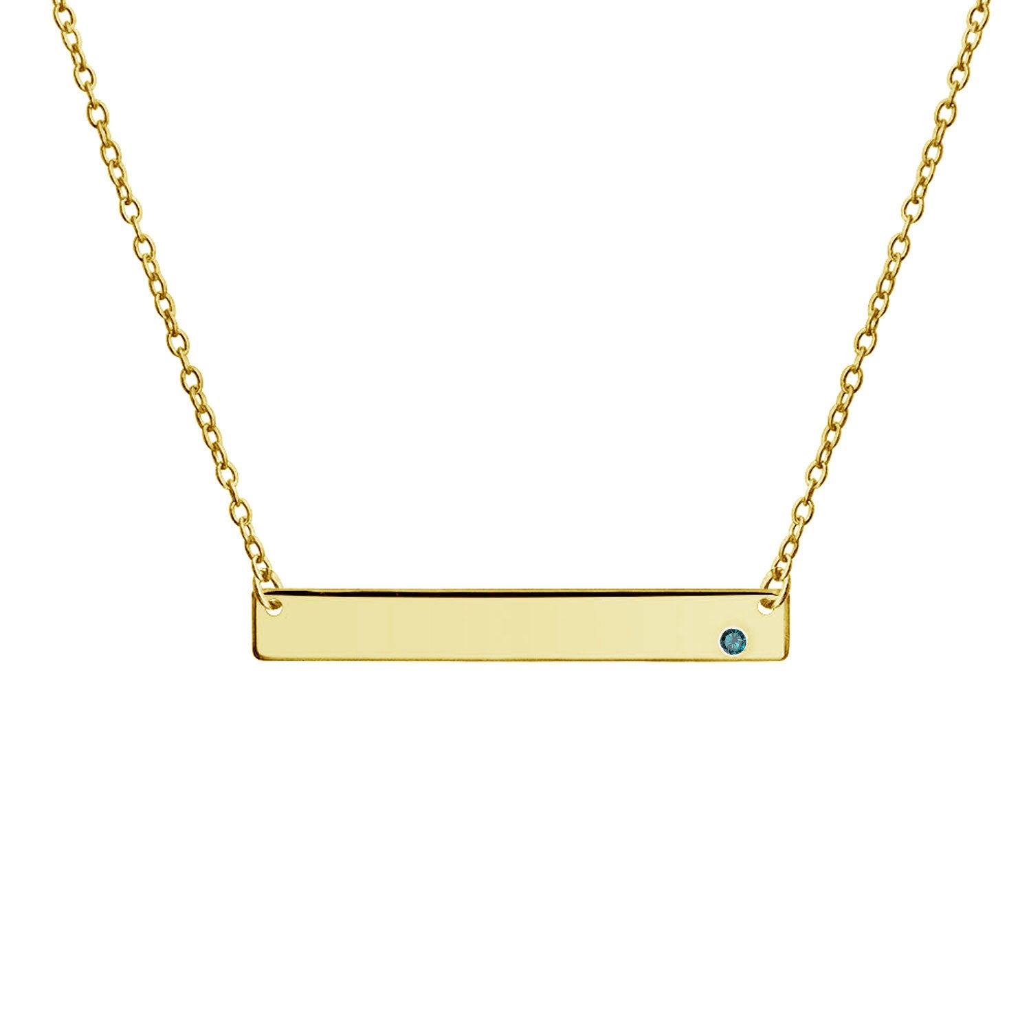 Inspirational Flat Bar Name Pendant Necklace 14K Gold Plated with Birthstone - Image 3