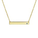 Inspirational Flat Bar Name Pendant Necklace 14K Gold Plated with Birthstone - Image 5