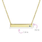 Inspirational Flat Bar Name Pendant Necklace 14K Gold Plated with Birthstone - Image 19