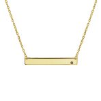 Inspirational Flat Bar Name Pendant Necklace 14K Gold Plated with Birthstone - Image 6