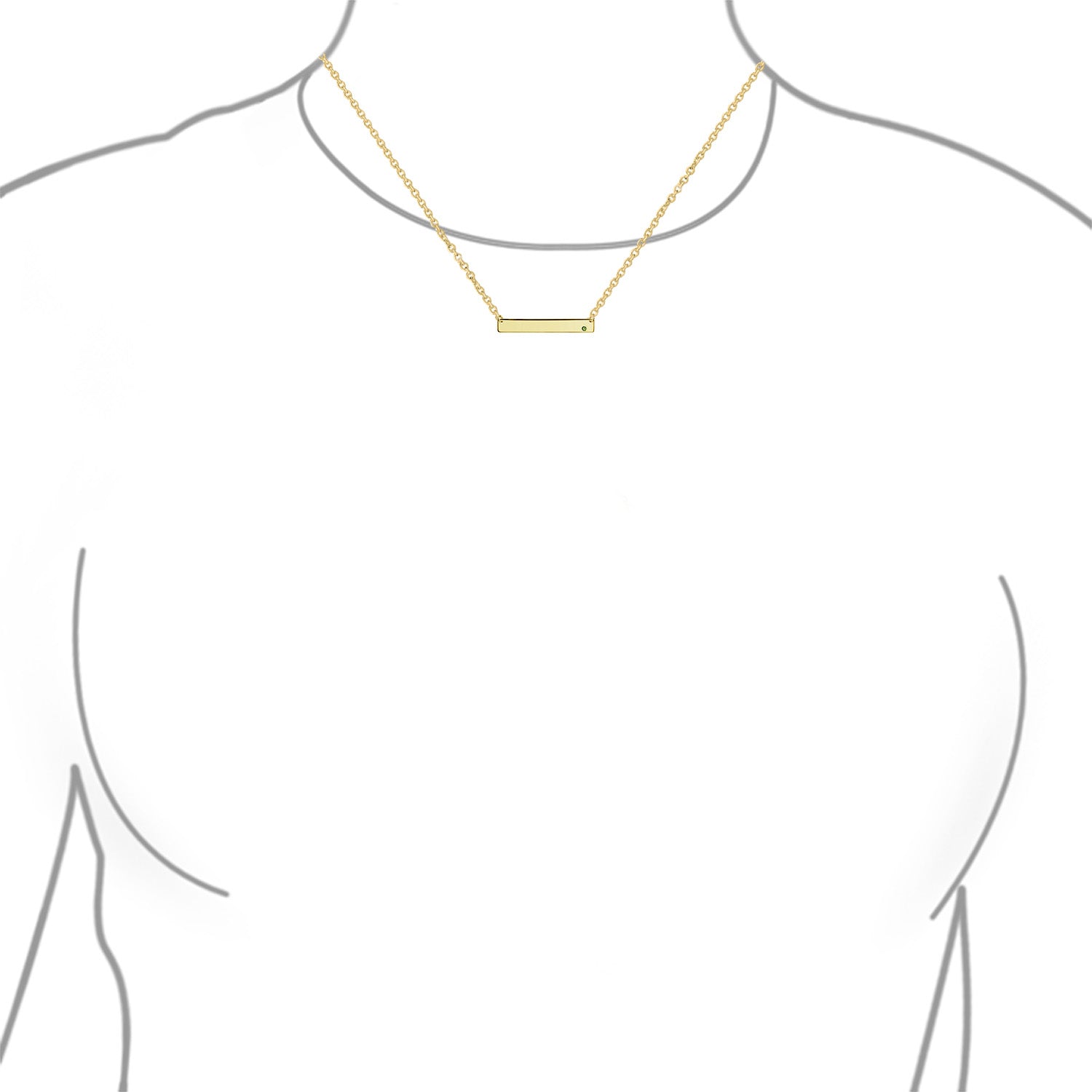 Inspirational Flat Bar Name Pendant Necklace 14K Gold Plated with Birthstone - Image 13