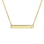 Inspirational Flat Bar Name Pendant Necklace 14K Gold Plated with Birthstone - Image 7