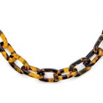 Stylish Golden Brown Oval Chain Link Faux Tortoise Shell Necklace 18 Inch - Image 2
