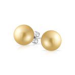 Set of 3 Light Yellow White Black Simulated Pearl Drop Ball Earrings Silver 10MM - Image 3