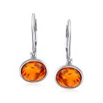 Simple Bezel Set Dangle Earrings with Amber Jade Moonstone Onyx Gemstones - Image 5