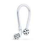 Golf Jewelry Ball & Club U-Shaped Golfer Keychain With Screw on Tip Solid .925 Sterling Silver