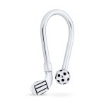 Golf Jewelry Ball & Club U-Shaped Golfer Keychain With Screw on Tip Solid .925 Sterling Silver