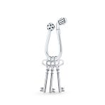 Golf Jewelry Ball & Club U-Shaped Golfer Keychain With Screw on Tip Solid .925 Sterling Silver - Image 2