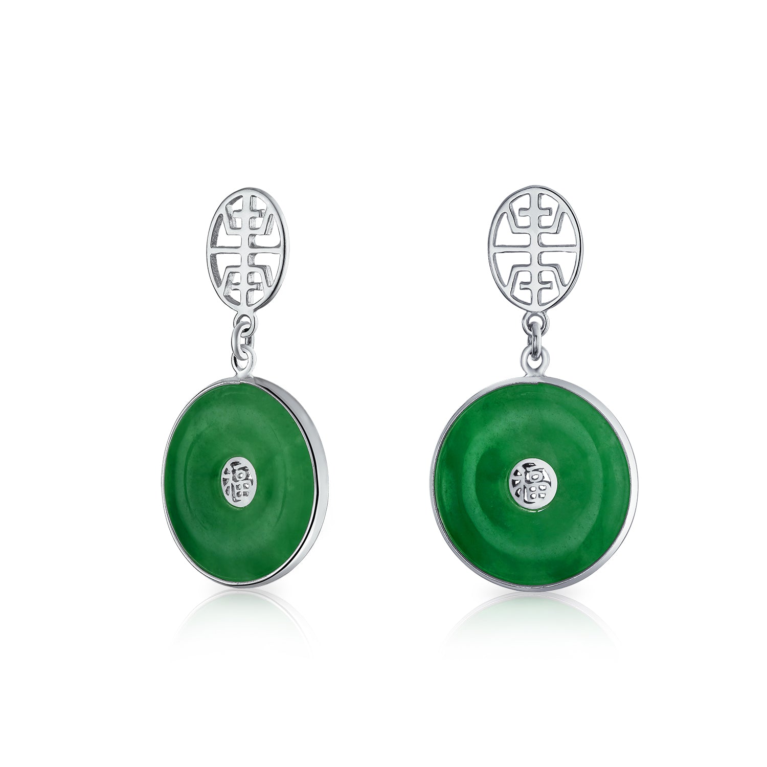 good-fortune-symbol-jade-earrings_wj-swe5613-01-az_1 Asian Green Jade Dangle Gemstone Earrings 14K Gold Plated - Image 1