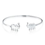Thin ZOO Animal Good Luck Elephant Bangle Cuff Bracelet .925 Sterling Silver