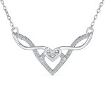 Good Luck Friendship Collar Necklace with CZ Accent Heart and Irish Love Knot