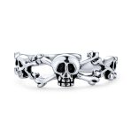 Set of 2 Nautical Fish Bone and Punk Rocker Skull Midi Toe Ring Sterling Silver - Image 5