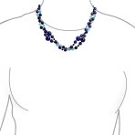 Long Wrap Layered Aqua Quartz & Lapis Onyx Gemstone Strand Necklace 40 Inch - Image 3