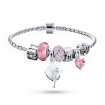 Graduation Cap Charm Bracelet with Crystal Beads and Sterling Silver Clasp