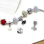 Personalized Oval Graduate Cap Dangle Charm Bead Sterling Silver for Bracelets - Image 6
