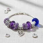 Purple Love Grandma Family Charm Bracelet Sterling Silver 6.5-8 Inch - Image 3