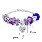 Purple Love Grandma Family Charm Bracelet Sterling Silver 6.5-8 Inch - Image 2