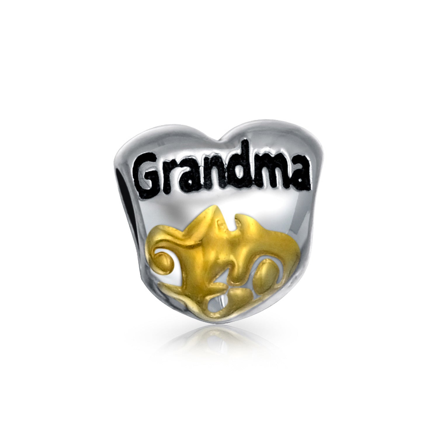 grandmothers-heart-silver-pandora-bead_pbx-df-sb-1181_1_3 Nana Heart Floral Scroll Grandma Charm Bead 14K Gold Plated Silver for Bracelet - Image 1