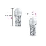 Bridal Crystal Pearl Huggie Clip-On Earrings Non-Pierced - Image 4