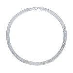 Reversible Flat Greek Key Design .925 Sterling Silver Herringbone Necklace Collar 16 Inch