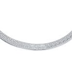 Reversible Flat Greek Key Design .925 Sterling Silver Herringbone Necklace Collar 16 Inch - Image 2