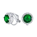 Traditional 2CT Round Black CZ Halo Clip-On Earrings Silver Plated 7MM - Image 3