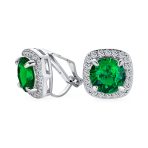 Traditional 2CT Round CZ Solitaire Halo Clip-On Earrings GoldSilver Non-Pierced - Image 3