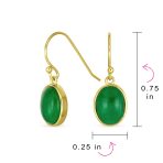 Green Jade Bezel Set Oval Cabochon Gemstone Drop Earrings Gold Plated 925 Silver - Image 10