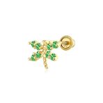 Minimalist CZ Dragonfly Cartilage Ear Stud in 14K Gold - Image 2