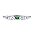 Romantic Infinity Love Knot Celtic Bangle Bracelet Green Red CZ .925 Sterling Silver