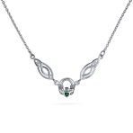 Celtic Friendship Heart Trinity Love Knot Claddagh Necklace Collar Red Garnet Accent
