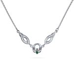 Celtic Friendship Heart Trinity Love Knot Claddagh Necklace Collar Red Garnet Accent