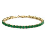 Classic 12CTW Prong Basket Set Solitaire Round Cubic Zirconia Cabochon CZ Tennis Bracelet Gold Plated 7.5 Inch - Image 2
