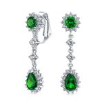 Crown Halo Cubic Zirconia CZ Teardrop Chandelier Clip On Earrings Non-Pierced - Image 3