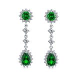 Crown Halo Cubic Zirconia CZ Teardrop Chandelier Clip On Earrings Non-Pierced - Image 8