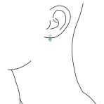 Classic Dainty Green White CZ Hoop Earrings Baguette Solitaire Sterling Silver - Image 3