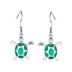 Nautical Opal Sea Turtle Dangle Gemstone Earrings in Sterling Silver - Image 4