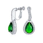 Classic 7CT Halo Red CZ Cubic Zirconia Drop Teardrop Clip On Earrings Adjustable Screw-back