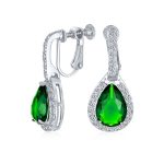 Classic 7CT Halo Red CZ Cubic Zirconia Drop Teardrop Clip On Earrings Adjustable Screw-back
