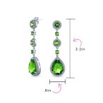 Set of 2 Clear & Green CZ Teardrop Dangle Chandelier Earrings Sterling Silver - Image 5