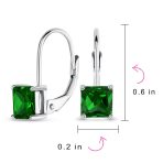 Imitation Amethyst Purple Princess Cut Solitaire AAA CZ Drop Earrings Leverback - Image 20