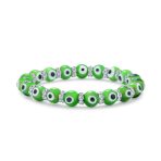 Colorful Turkish Glass Bead Evil Eye Stretch Bracelet with Crystal Spacers - Image 6