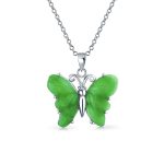 Pink Rose Quartz Garden Butterfly Pendant Necklace .925 Sterling Silver