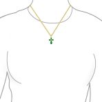 Religious Cabochon Gemstones Multi Color Jade Cross Pendant Necklace .925 Sterling Silver - Image 5