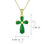 Green Jade Necklace & Drop Earrings Jewelry Set Gold Plated Sterling Silver - Image 5