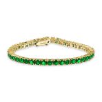 Classic 12CTW Cubic Zirconia Solitaire CZ Tennis Bracelet Gold Plated 7.5 Inch