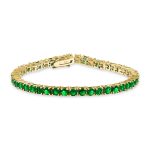 Classic 12CTW Cubic Zirconia Solitaire CZ Tennis Bracelet Gold Plated 7.5 Inch