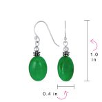 Bali Green Jade Oval Gemstone Drop Earrings .925Sterling Silver - Image 7