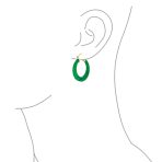 Light Green Jade CZ Hoop Earrings 14K Gold Plated Sterling Silver 1.2 Inch - Image 3