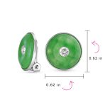 Round Disc Green Jade Clip-On Earrings with CZ Accent in Sterling Silver - Image 4